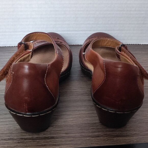 Clarks Collection soft cushion sandals women's size 8 leather 2 tone brown - Picture 5 of 16